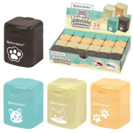 Точилка пластик с контейнером Brauberg Кросс, серия Милые коты ассорти 273226