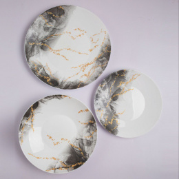 Набор столовый стеклокерамический 18 предметов Gray sky, в п/у Pars Opal PO-18SD-935