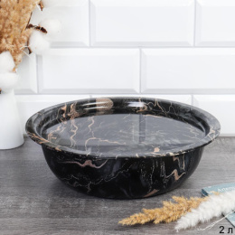 Чаша металлическая с крышкой-подносом 2,0л эмаль Черный мрамор WP-591/754591