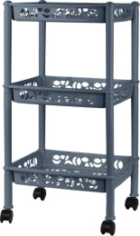 Этажерка трехсекционная пластиковая Prima прямоугольная малая на колесах 37х29х69см космический серый Keeplex Light KL282612026