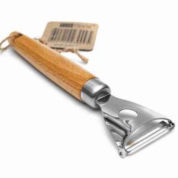 Овощечистка из нержавеющей стали горизонтальная, деревянная ручка, 17,5см Радужный Дом РД72943