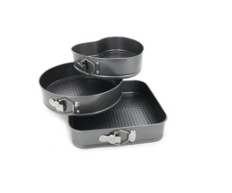 Формы для выпечки из углеродистой стали с антиприг. покрытием разъемные набор 3шт. (квадрат, сердце, круг) Bekker BK-5709