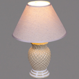 Лампа настольная с текстил. абажуром 60Вт цоколь - Е14 d-20см h-30см основание - керамика, белый Reluce 00131-0.7-01