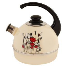 Чайник эмалированный со свистком 4,0л с консольной пластик. ручкой с декором, слоновая кость в ассортименте ТД Сила Дон