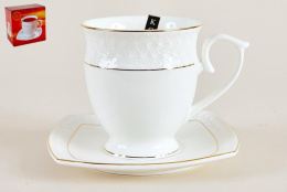 Чайная пара керамическая высокая 340мл Снежная королева Коралл CS554409-A