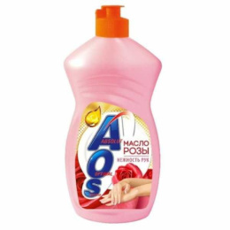 Средство для мытья посуды AOS 450мл/500г масло розы