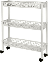 Этажерка трехсекционная пластиковая Prima прямоугольная длинная на колесах 58х18х69см белое облако Keeplex Light KL283012048