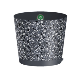 Горшок для цветов пластиковый Stone Flower с прикорневым поливом 0,5л d-10см с декором серый IDIland 221606735/01