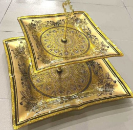 Блюдо 2 яруса стеклянное квадратное, в п/у Lorenza 7020/101