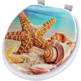 Сиденье для унитаза мягкое с рисунком Берег Океан В-10