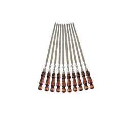 Шампур из нержавеющей стали 63см (лезвие 40см) деревянная лакированная ручка Фигурная с колпачком 2 культуры 2К-512