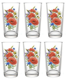 Набор стаканов стеклянных 6шт. 230мл высокие Маковое поле, в п/у Декостек 146-Д