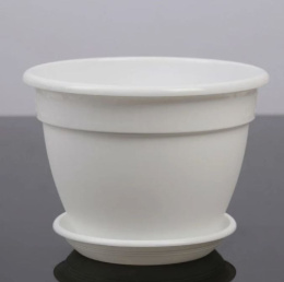 Горшок для цветов пластиковый Антик с поддоном  1,6л d-17см h-13см белый 5plast 5PL0001
