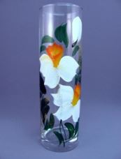 Ваза для цветов стеклянная цилиндр h-26см d-10см эконом роспись, в п/у Красота стекла 166/88