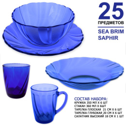 Набор столовый стеклянный Sea Brim Sapfir 24+1 предметов, в п/у 50554