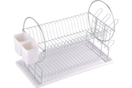Тарелосушка металлическая 2 яруса с поддоном и сушилкой для столовых приборов 500х230х360мм Рыжий кот DR-1/310851