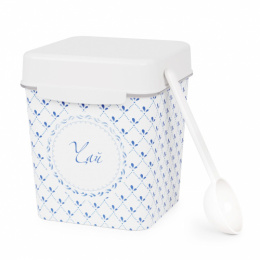 Банка для сыпучих пластиковая 1,2л квадратная с ложкой Флорель Чай Альтернатива М4824