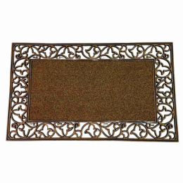 Коврик придверный резиновый с ворсом 45х 75см, вставка бронза Радужный Дом РД67024