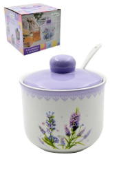 Сахарница керамическая (доломит) 330мл с ложкой Прованс, в п/у Lavenir HC200-K20