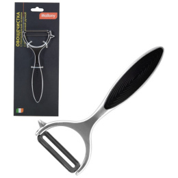 Овощечистка из нержавеющей стали горизонтальная, прорезиненная ручка, Moderno Mallony 984043