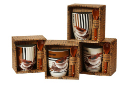 Кружка фарфоровая 340мл с ложкой Будь бодр, в ассортименте, в п/у КерамСтрой R03H/4155