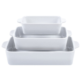 Формы для запекания керамические жаропрочные набор 3шт. прямоугольные 21см, 27см, 34,5см Monblan, белый, в п/у Appetite CE-E3S036-MN