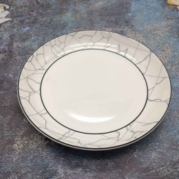 Тарелка фарфоровая мелкая 250мм с узором Мрамор Радужный Дом РД84687