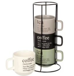Кружки керамические набор 4шт. на металлической подставке 250мл Настроение вкуса, в п/у КерамСтрой R649/4600