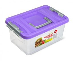 Контейнер для продуктов пластиковый  8,0л прямоугольный с ручками, в ассортименте Martika С206П