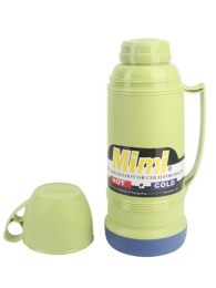 Термос  1,0л стеклянная колба узкое горло пластиковый корпус пластиковая ручка крышка-кружка Mimi PNF 100