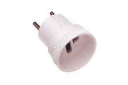 Европереходник сетевой 1 гнездо 6А без заземления, большой, белый Веллконт ПУ10/16-001