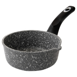 Ковш алюминиевый литой с антиприг. мраморным покрытием Мрамор 1,0л без крышки с пластик. ручкой Традиция ТМ1161