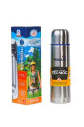 Термос  1,0л нержавеющая колба узкое горло с глухой пробкой, в п/у Penguin BK-46