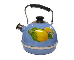 Чайник эмалированный со свистком 3,5л с подвижной металл.+пластик. ручкой с декором, синий туман в ассортименте ТД Сила Дон 5175