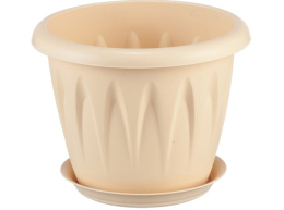 Кашпо пластиковое Алиция с поддоном 2,0л d-18см h-15см белая глина Idea М3066