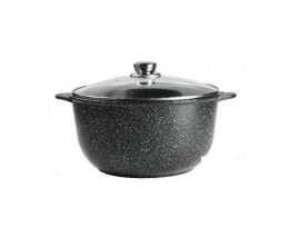 Кастрюля алюминиевая литая с антиприг. мраморным покрытием Орион 4,0л со стеклян. крышкой с металл. ручками Гардарика 1704-04-10