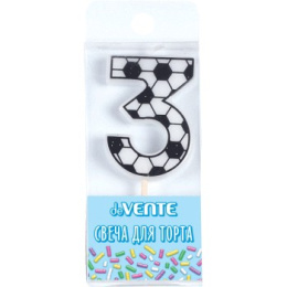 Свеча-цифра 3 Футболист с черно-белым рисунком deVente 9060921