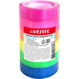 Скотч 12мм х 10м декоративный неон ассорти полипропиленовая основа, Devente 4162800