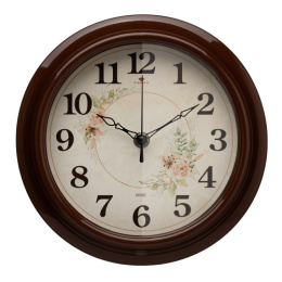 Часы настенные круглые d-21см Розы, коричневый Рубин 2121-007
