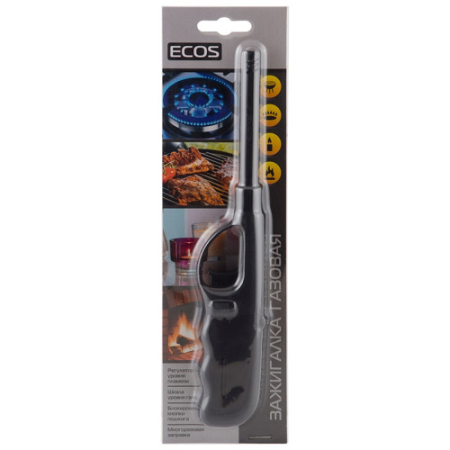 Зажигалка газовая JW-61-BL, черный Ecos 157825