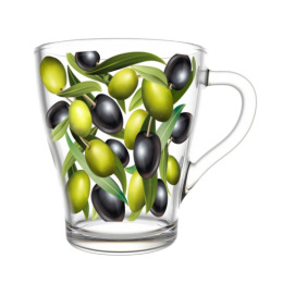 Кружка стеклянная 250мл Грация Оливки Декостек 1649-Д