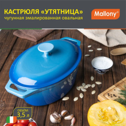 Утятница чугунная 28см 3,5л OCE-28 эмалированное покрытие Mallony 985036
