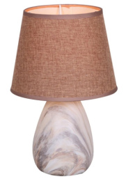 Лампа настольная с текстил. абажуром 40Вт цоколь - Е14 d-18см h-28см основание - керамика, бежевый/коричневый Reluce 19108-0.7-01B