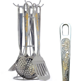 Набор кухонных принадлежностей из нержавеющей стали 7 предм. на металлической подставке Mayer & Boch 40452