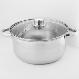 Кастрюля из нержавеющей стали  4,2л 220мм стеклянная крышка, Classic Webber BE-158/2