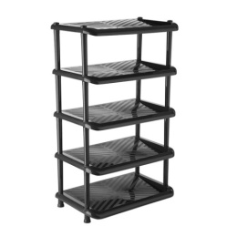 Этажерка пятисекционная пластиковая для обуви 49,5х31х88см, черный Полимербыт С406