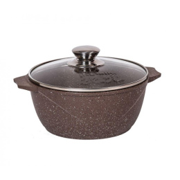 Кастрюля алюминиевая литая с антиприг. покрытием Гранит Brown 3,0л со стеклян. крышкой Мечта 43806