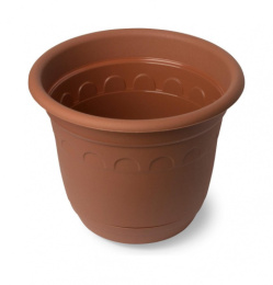 Горшок для цветов пластиковый Колывань с поддоном  0,45л d-11см h-9см терракотовый Martika С91Т