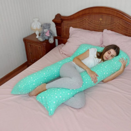 Подушка многофункциональная форма "U" 140х80см (бязь) Звезды зеленые 7957/4, в пакете ДомВелл 