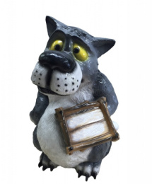 Фигурка садовая гипсовая Волк с табличкой серый 41х58см ГусьДекорЛюкс 4С71С